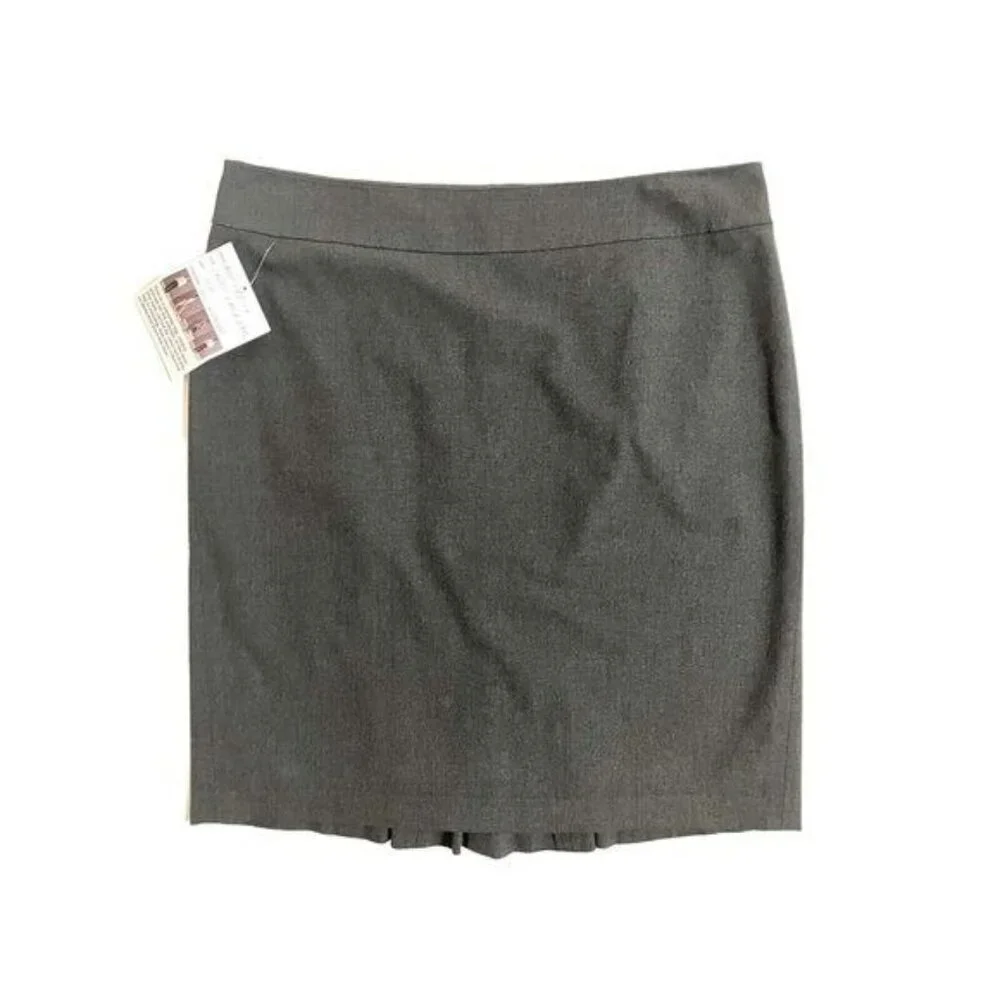 ANN TAYLOR Pencil Skirt Dark Grey Stretch Flounce Back Wear To Work 12 Petite - Picture 2 of 7